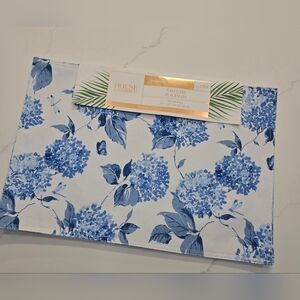 House And Garden Blue Hydrangea Floral Placemats Set Of 4 New